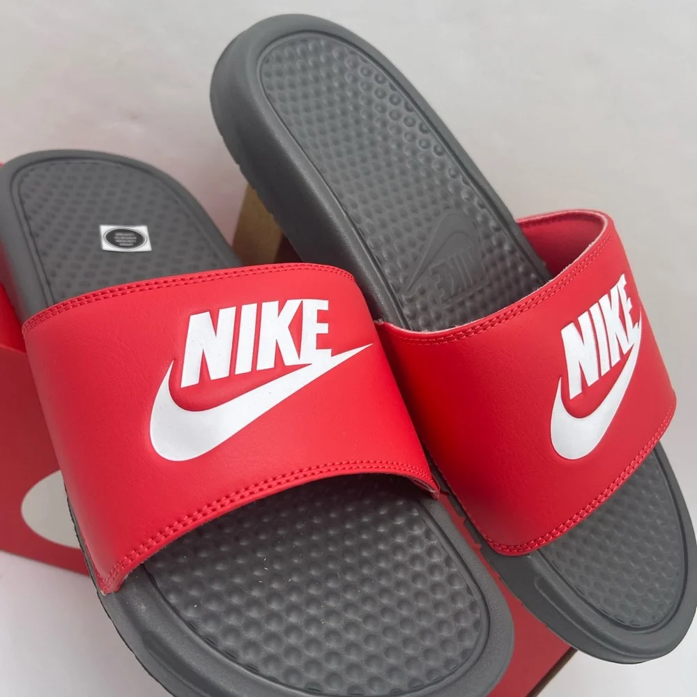 Nike Red and Gray Slide Sandals Men’s Slides BENASSI JDI
BENASSI JDI - Picture 7 of 16